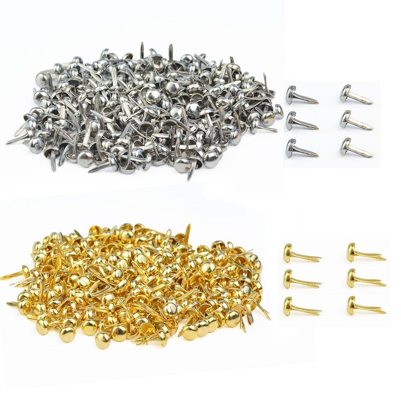 baotongle 500 PCS Paper Fasteners, baotongle Brass Plated Scrapbooking Brads Round Metal Brads with Storage Bag for Crafts Making DIY, Gold and Silver - Image 1